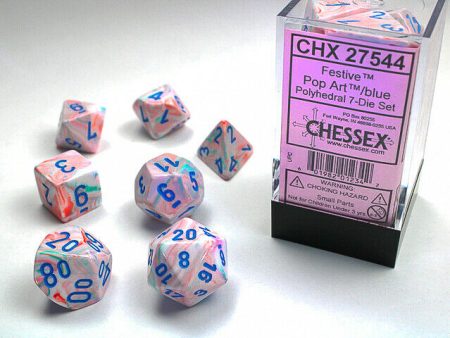 Festive Pop Art  Blue Polyhedral 7-Dice Set Discount